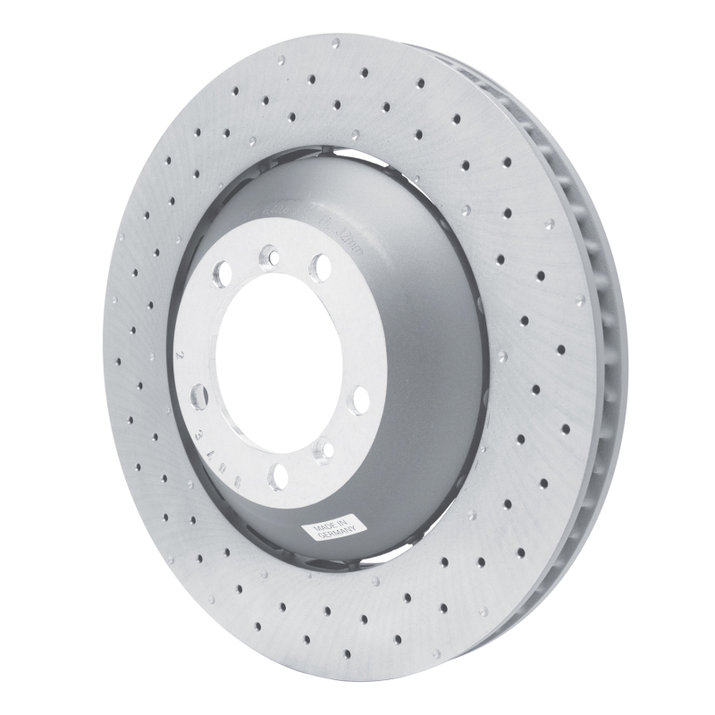 Porsche 911 Brake Rotor (1) - Left Front - R1 Concepts - Drilled Carbon Alloy GeoMET - `10-`11